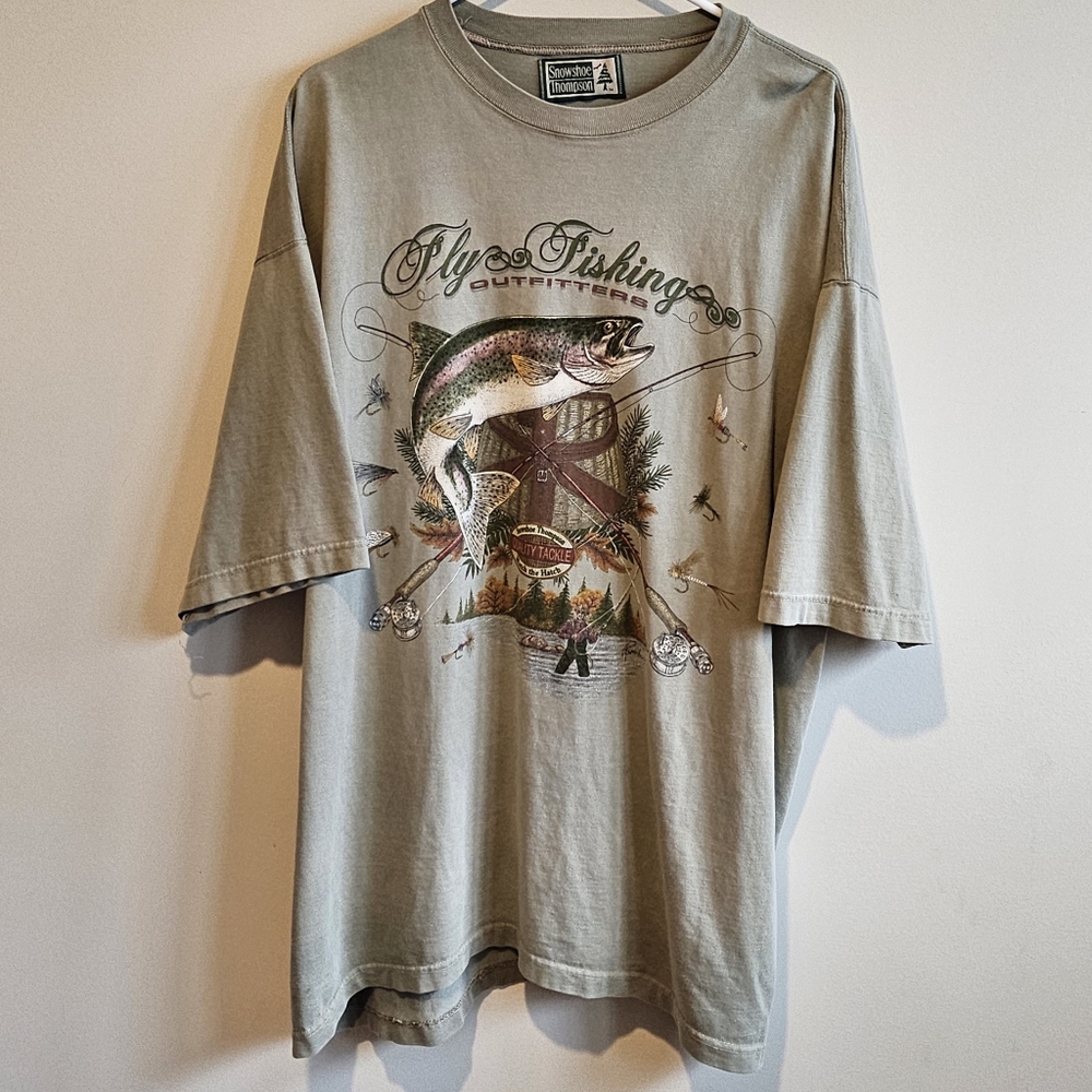 Vintage Snowshoe Thompson Flyfishing T-Shirt - Oversized XL - USA Made